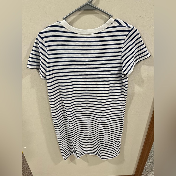 Universal Thread Size Small Striped V Neck Knee Length Shirt Dress White Navy - Picture 2 of 5